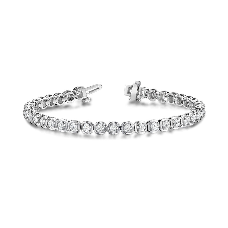 Round Lab Diamond Cushion Link Tennis Bracelet