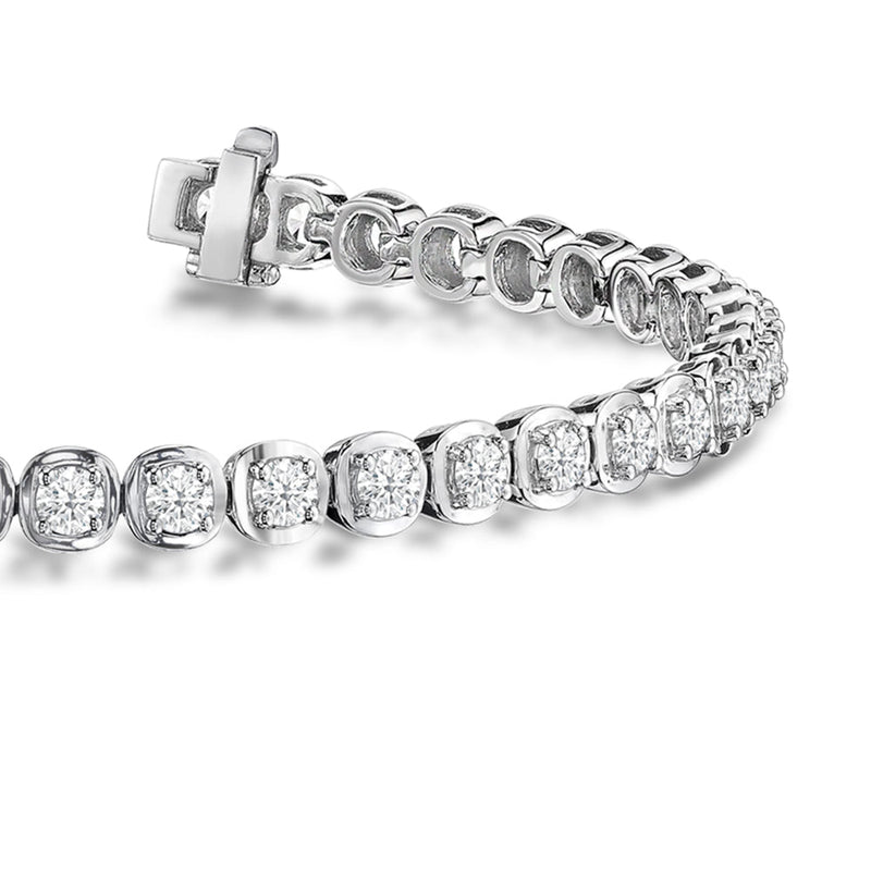 Round Lab Diamond Cushion Link Tennis Bracelet
