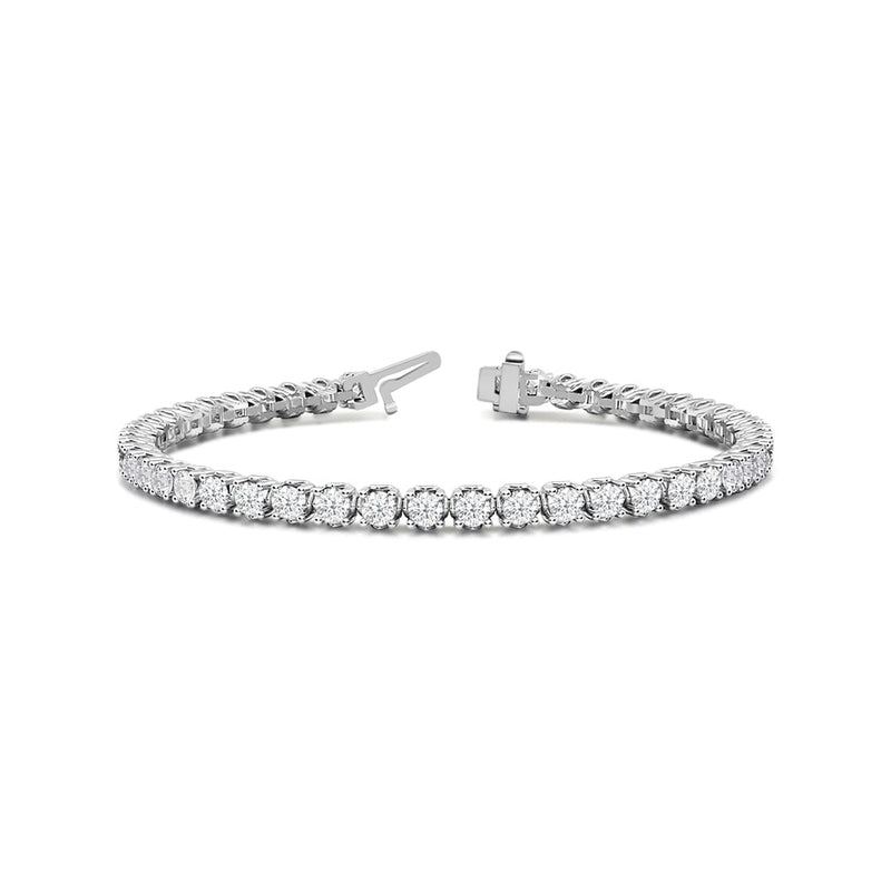 Lotus Prong Round Lab Diamond Tennis Bracelet