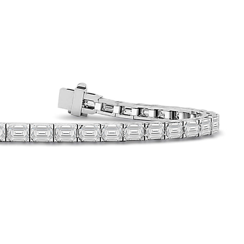 Block Style Emerald Cut Lab Diamond Tennis Bracelet
