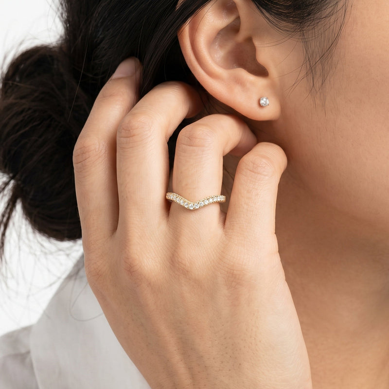 The W Crest Diamond Wedding Band