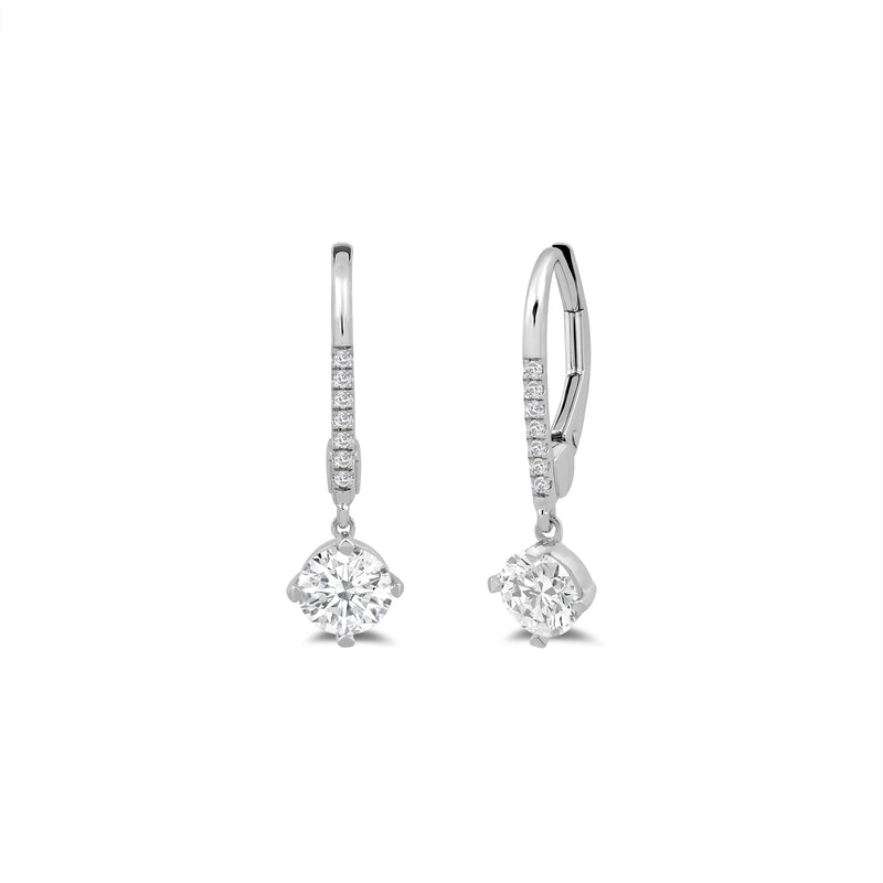 Studded Leverback Round Kite Set Diamond Dangler Earrings