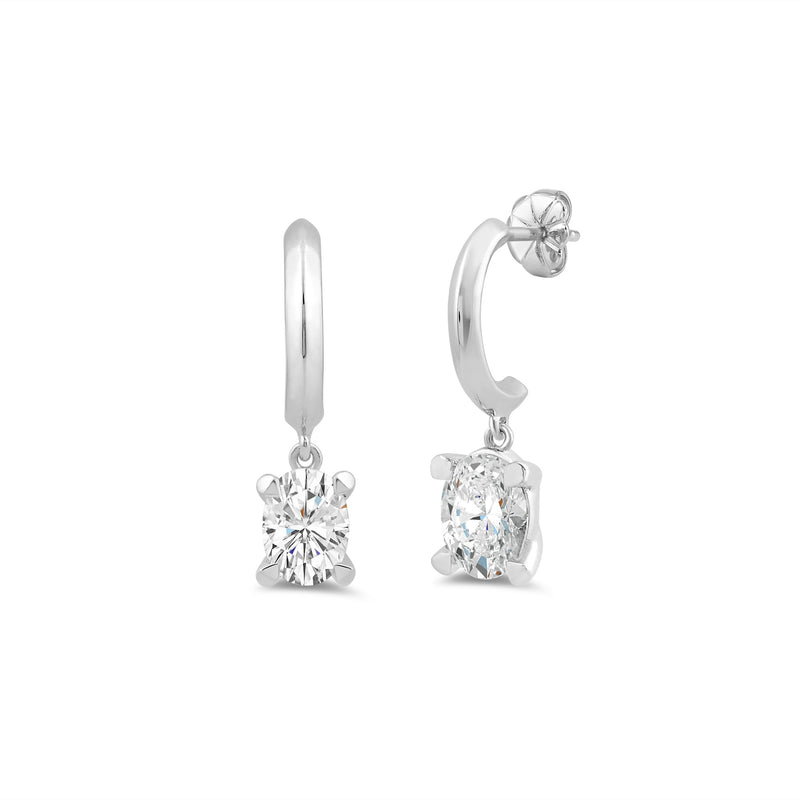 Oval Diamond Drop Knife Edge Huggies