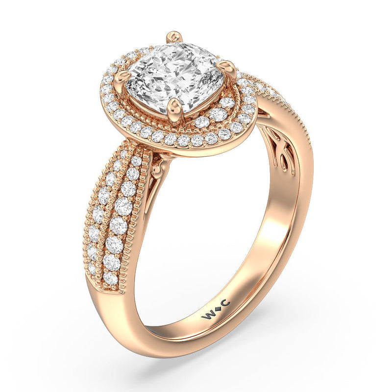 Vintage Oval Halo Engagement Ring (E+ VVS+)