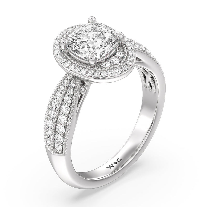 Vintage Oval Halo Engagement Ring