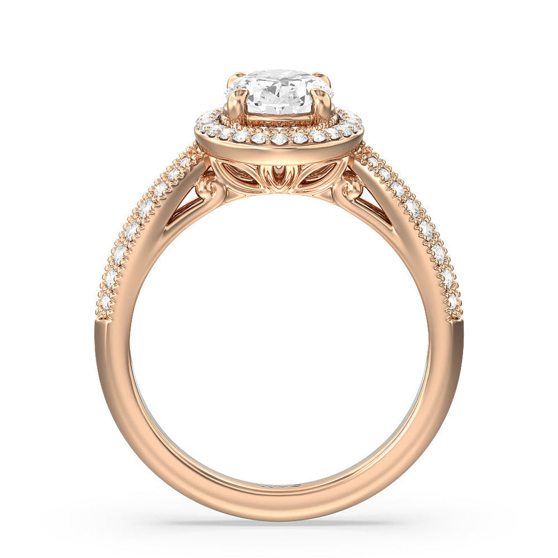 Vintage Oval Halo Engagement Ring