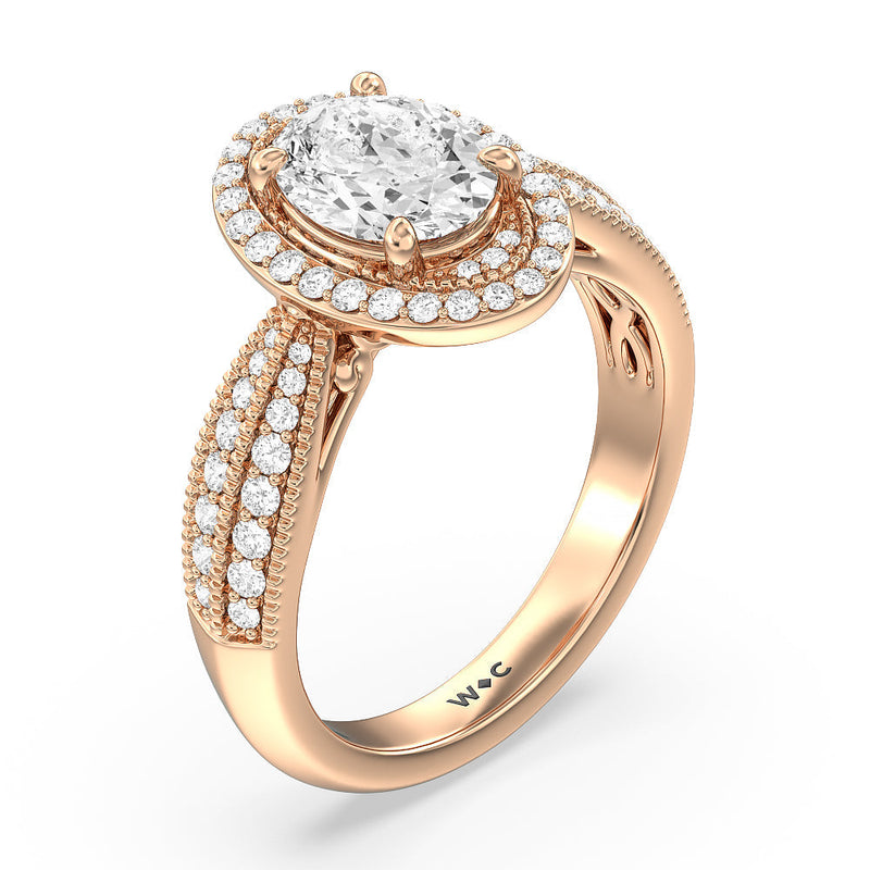 Vintage Oval Halo Engagement Ring (E+ VVS+)