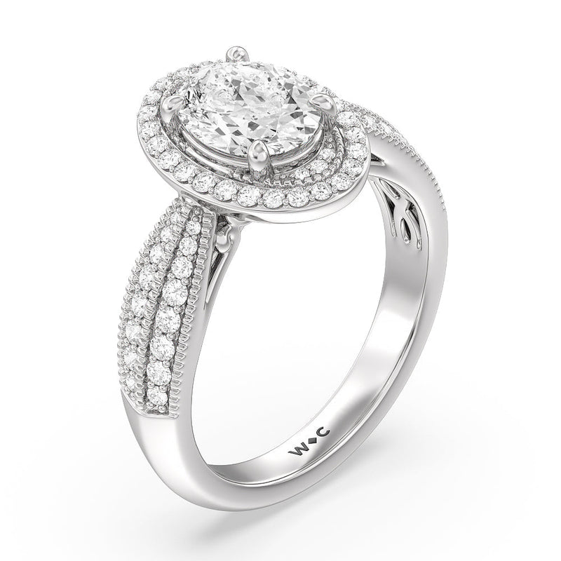 Vintage Oval Halo Engagement Ring