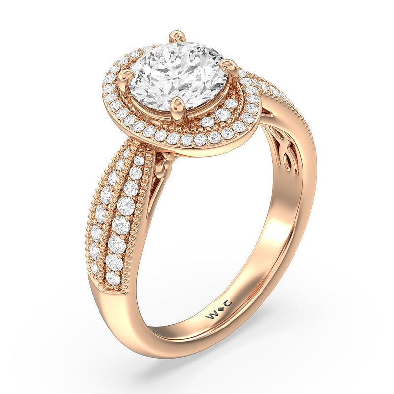 Vintage Oval Halo Engagement Ring (E+ VVS+)