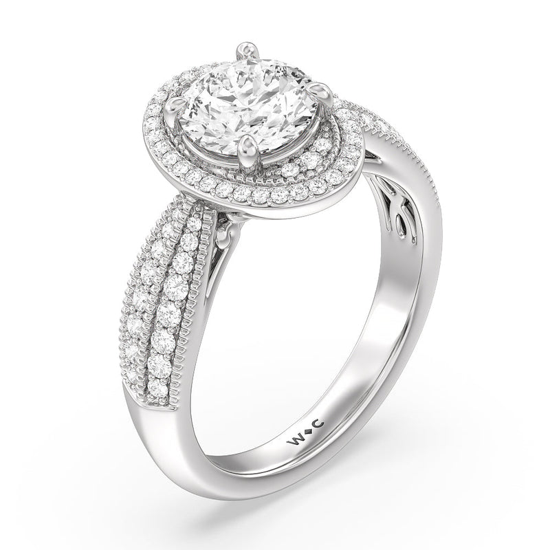 Vintage Oval Halo Engagement Ring