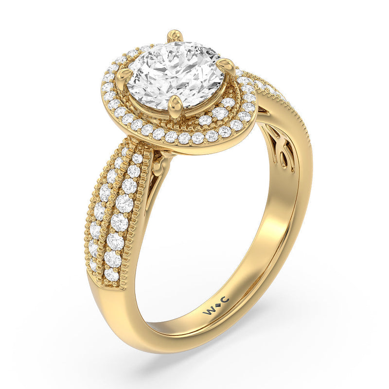 Vintage Oval Halo Engagement Ring (E+ VVS+)