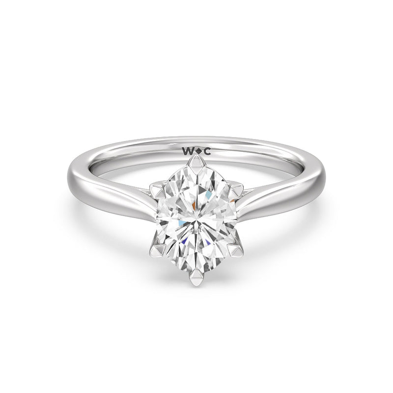 3ct Oval Six Prong Tulip Solitaire Lab Diamond Engagement Ring