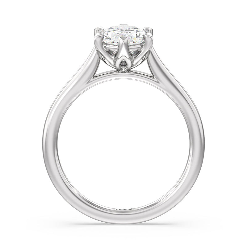 2ct Oval Six Prong Tulip Solitaire Lab Diamond Engagement Ring