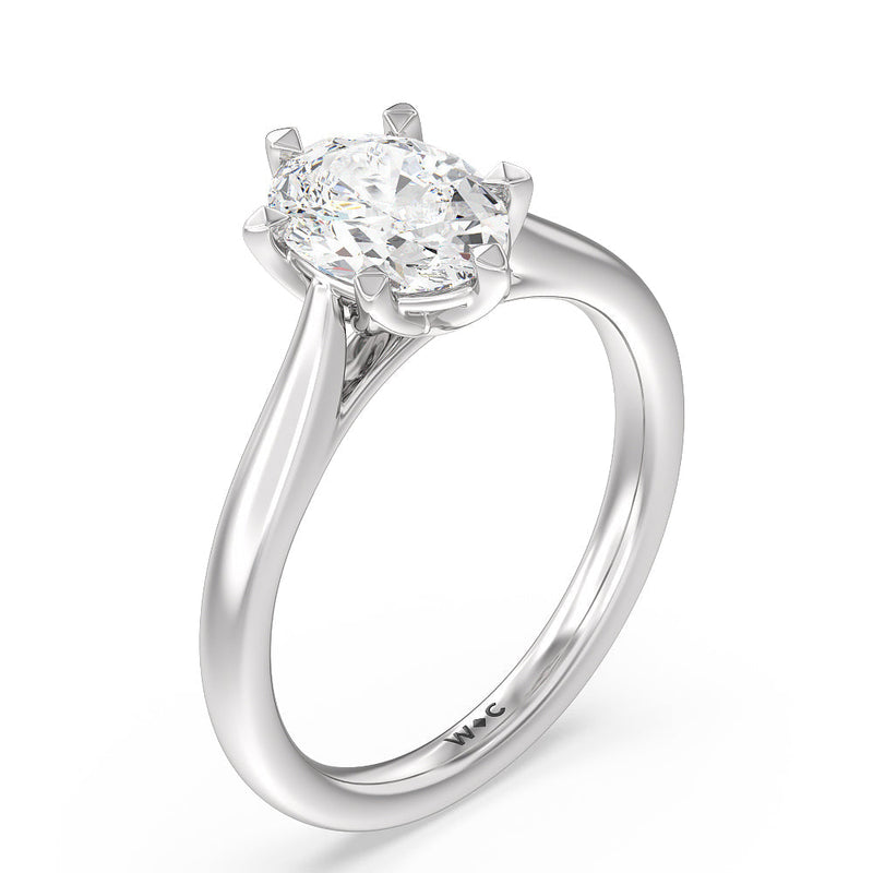 2ct Oval Six Prong Tulip Solitaire Lab Diamond Engagement Ring