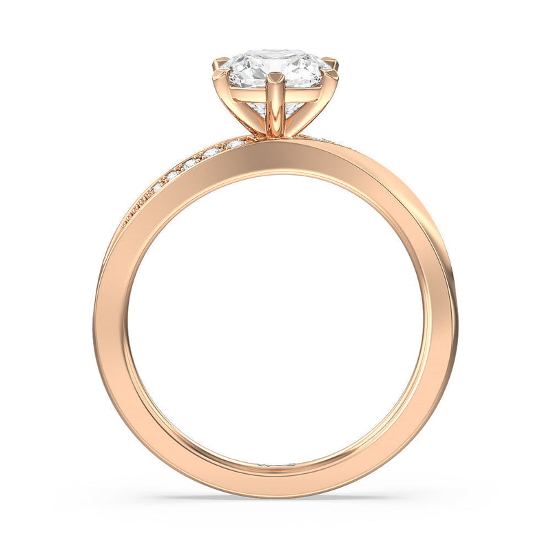 Six Prong Wavy Diamond Shank Engagement Ring