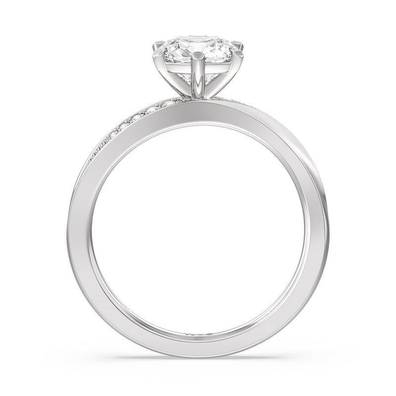 Six Prong Wavy Diamond Shank Engagement Ring