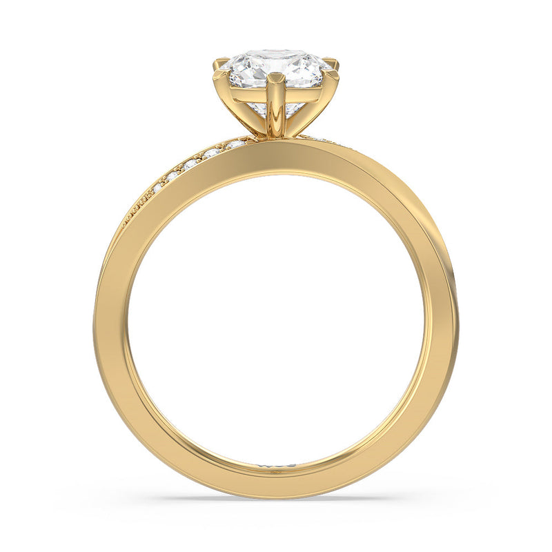 Six Prong Wavy Diamond Shank Engagement Ring