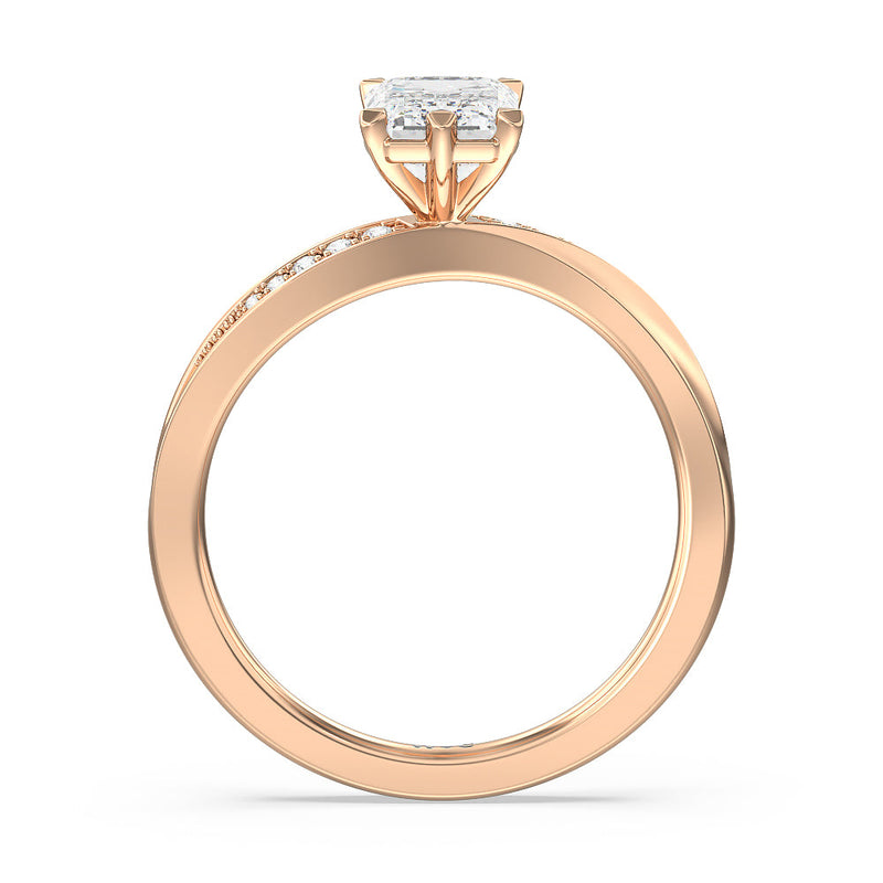Six Prong Wavy Diamond Shank Engagement Ring