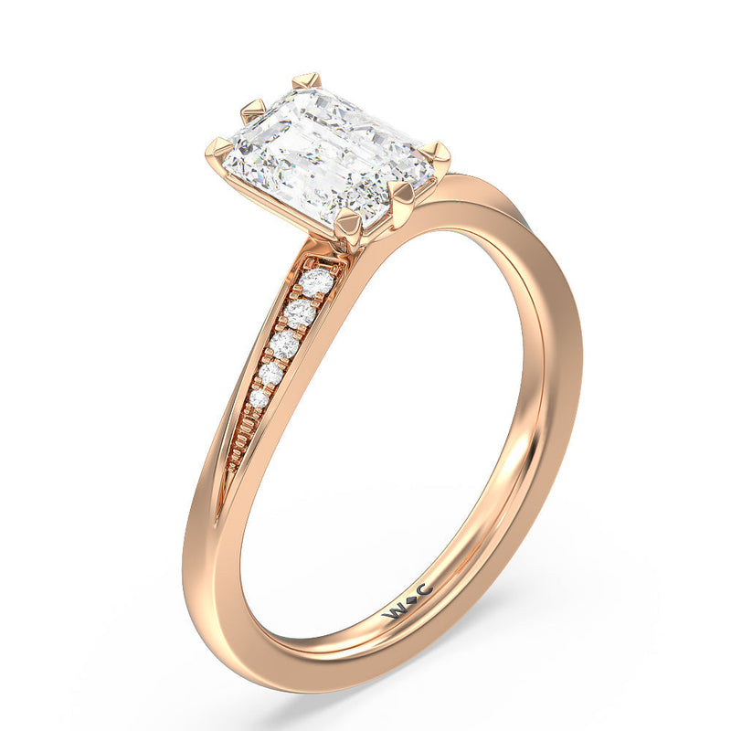 Six Prong Wavy Diamond Shank Engagement Ring