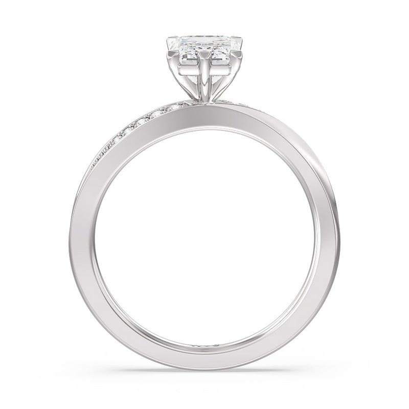 Six Prong Wavy Diamond Shank Engagement Ring