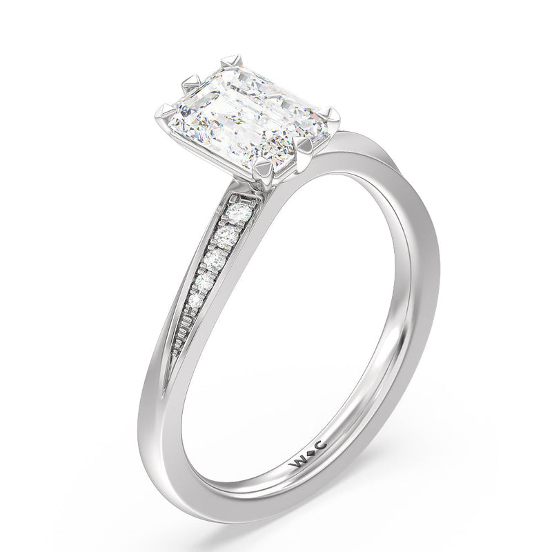 Six Prong Wavy Diamond Shank Engagement Ring