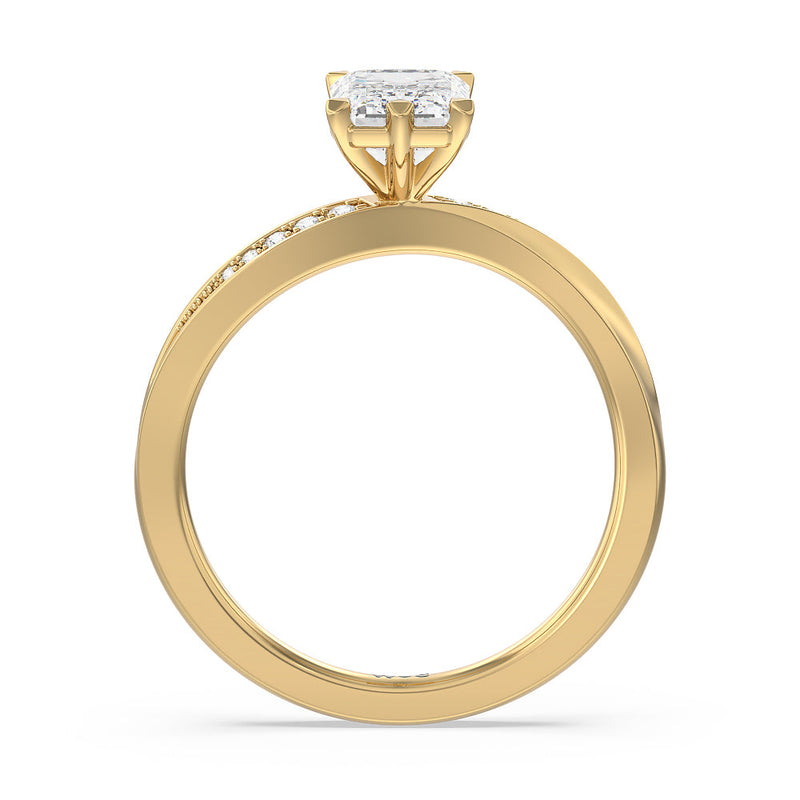 Six Prong Wavy Diamond Shank Engagement Ring