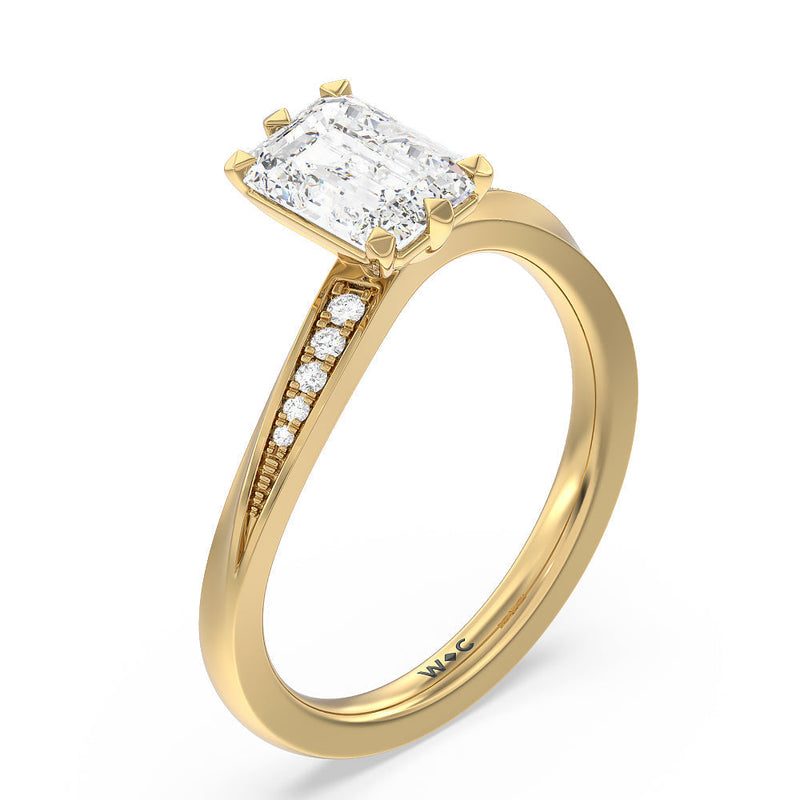 Six Prong Wavy Diamond Shank Engagement Ring