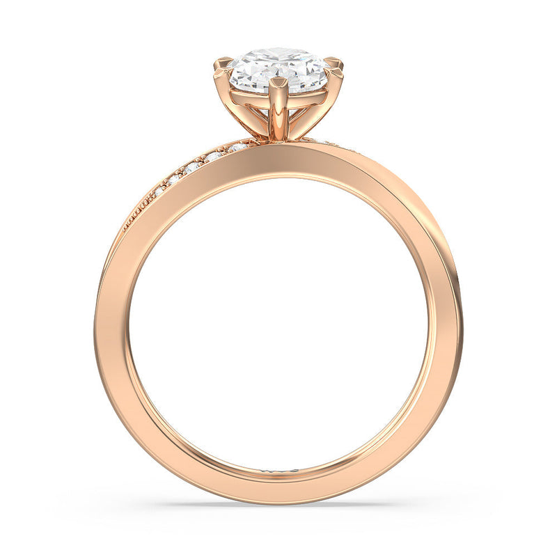 Six Prong Wavy Diamond Shank Engagement Ring