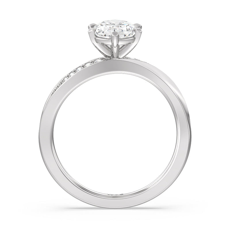 Six Prong Wavy Diamond Shank Engagement Ring