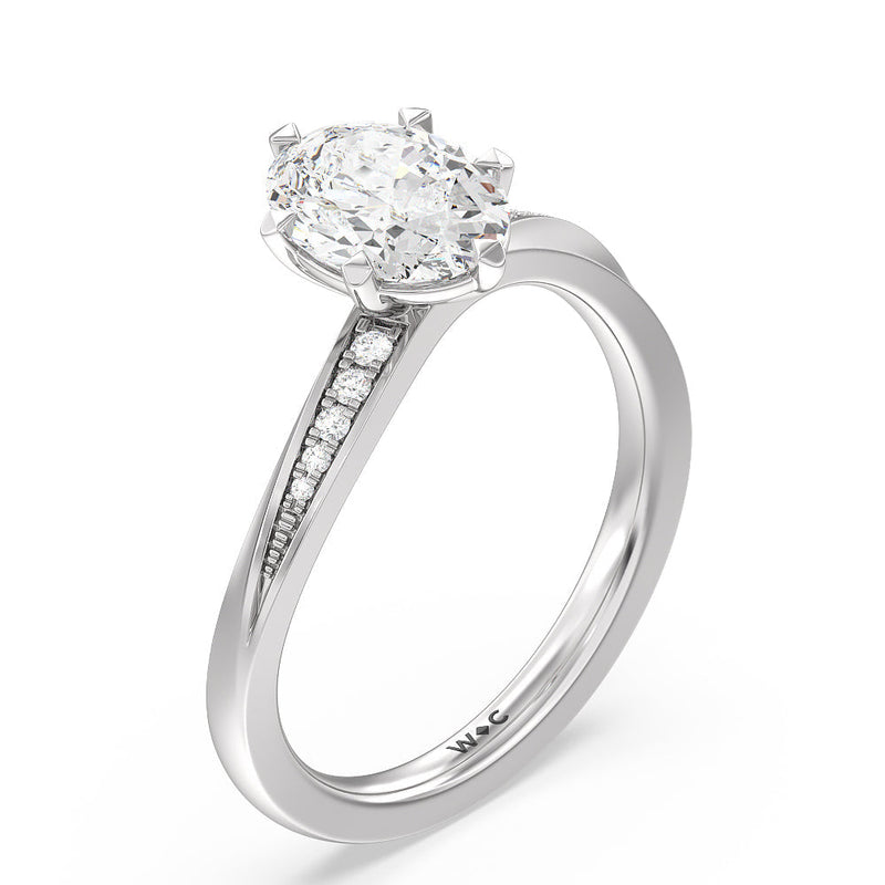 Six Prong Wavy Diamond Shank Engagement Ring