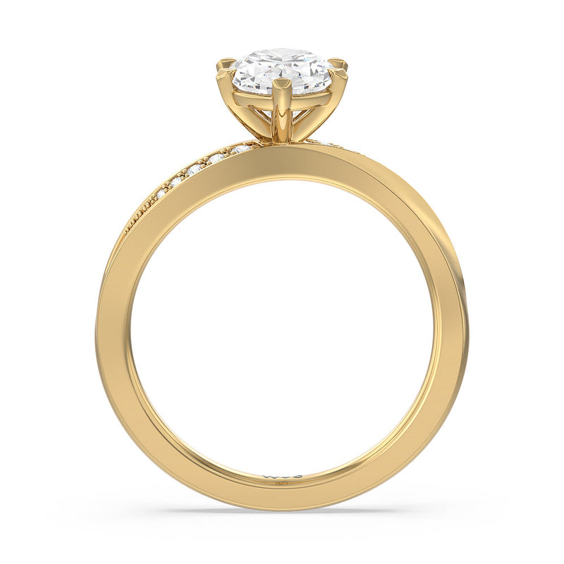 Six Prong Wavy Diamond Shank Engagement Ring