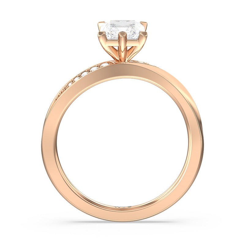 Six Prong Wavy Diamond Shank Engagement Ring