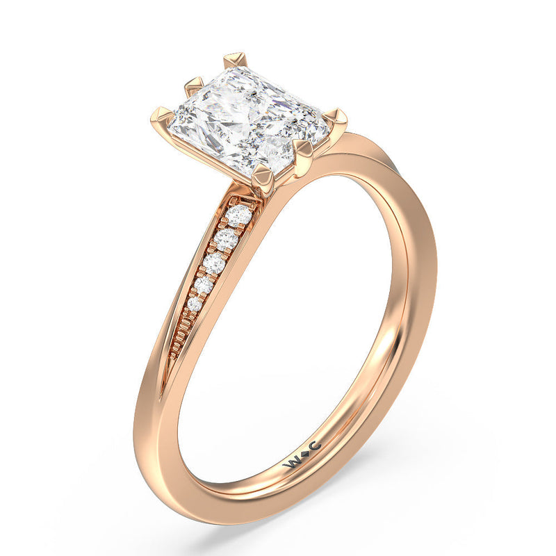 Six Prong Wavy Diamond Shank Engagement Ring