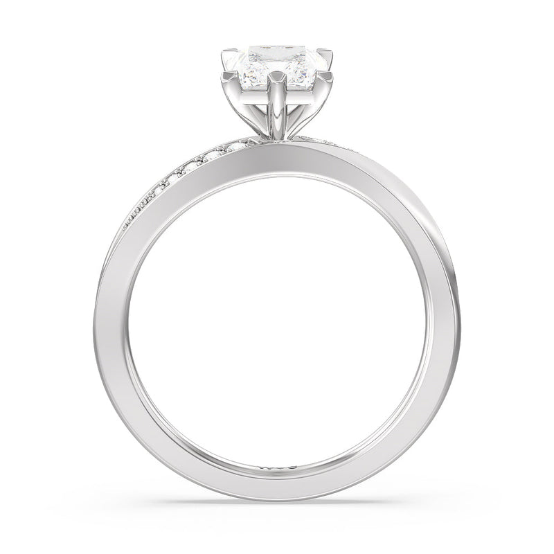 Six Prong Wavy Diamond Shank Engagement Ring