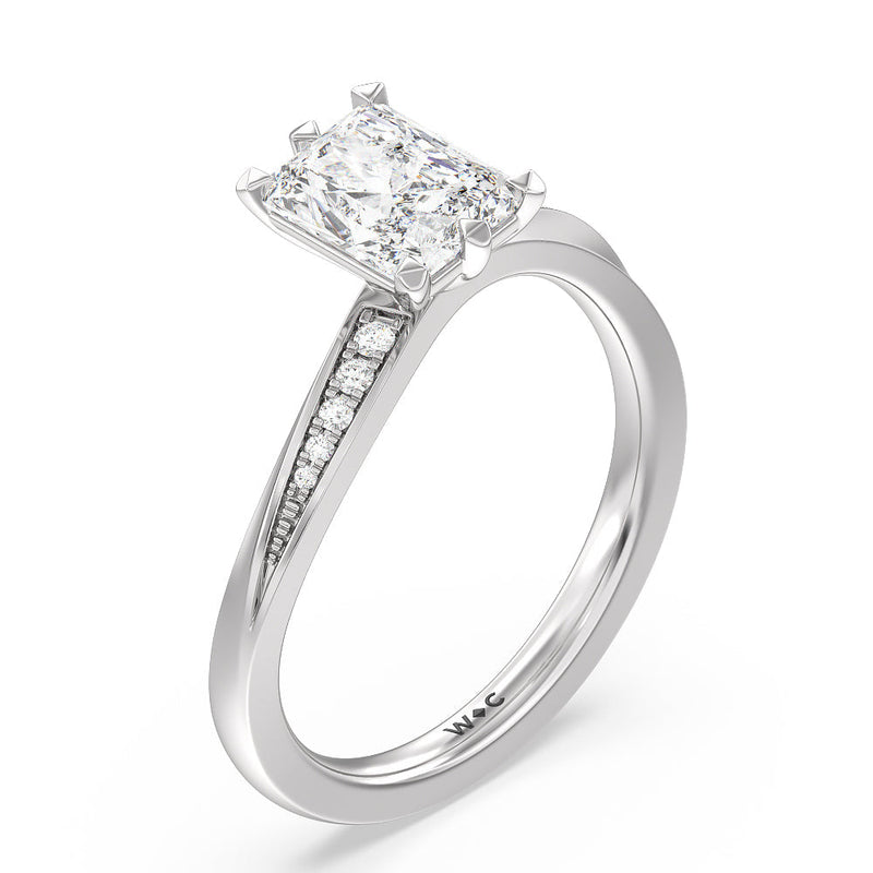 Six Prong Wavy Diamond Shank Engagement Ring