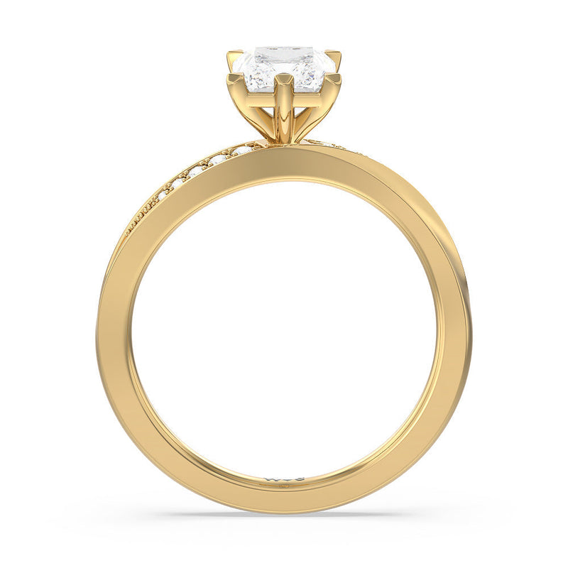 Six Prong Wavy Diamond Shank Engagement Ring