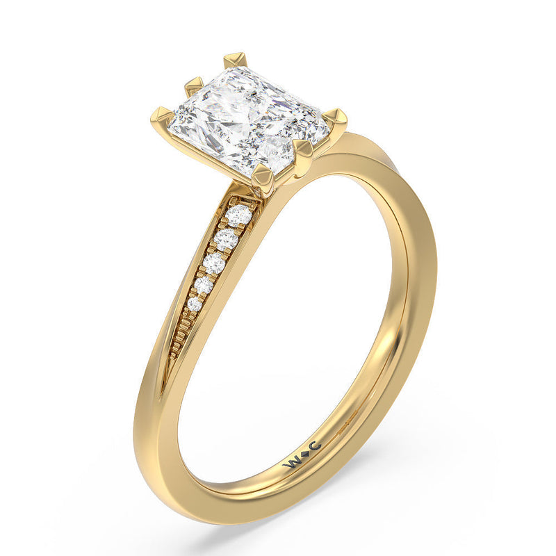 Six Prong Wavy Diamond Shank Engagement Ring