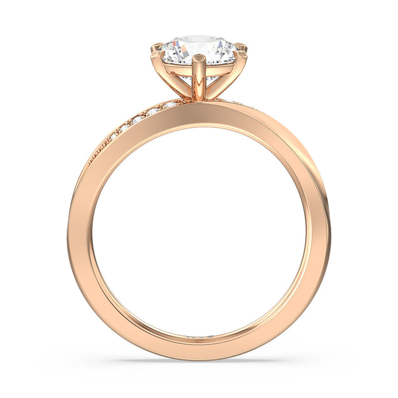 Six Prong Wavy Diamond Shank Engagement Ring
