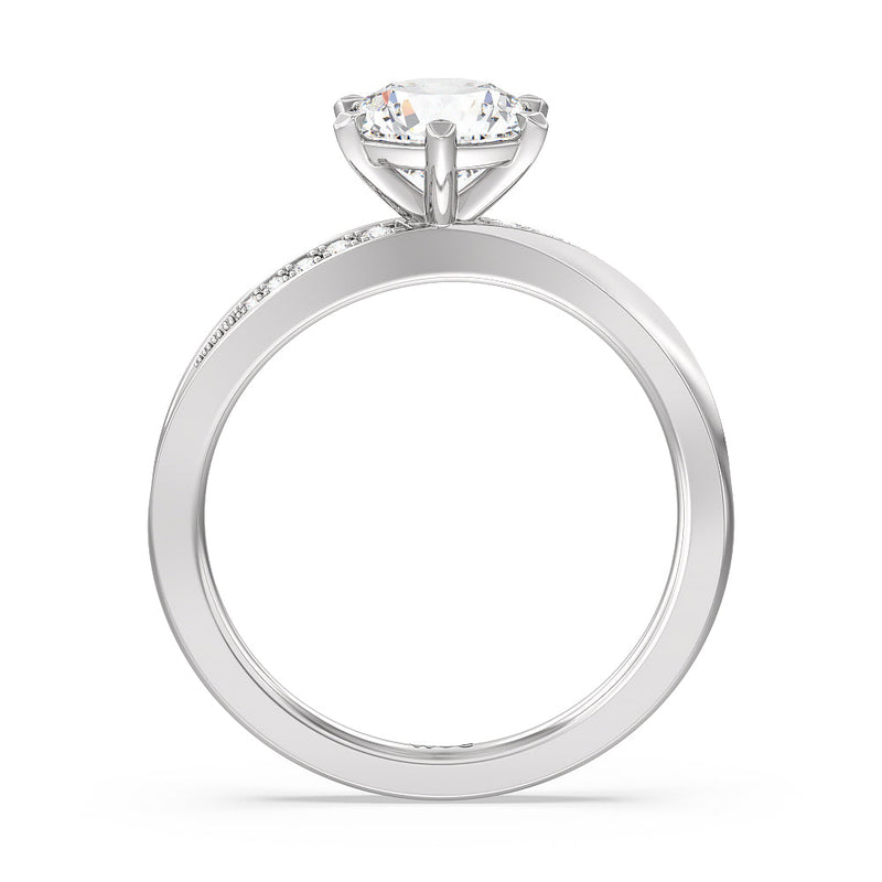 Six Prong Wavy Diamond Shank Engagement Ring