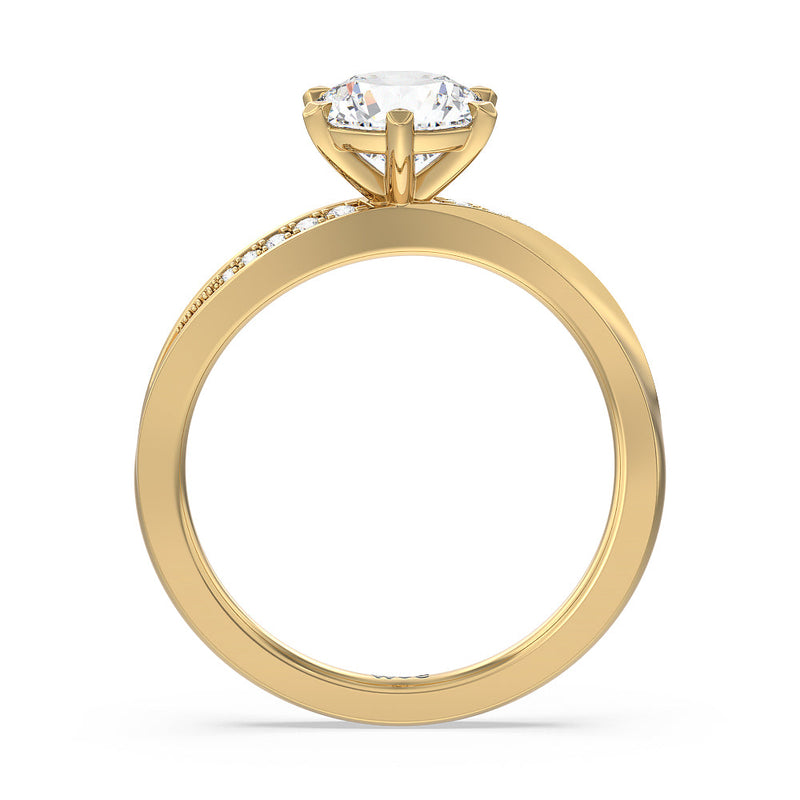 Six Prong Wavy Diamond Shank Engagement Ring