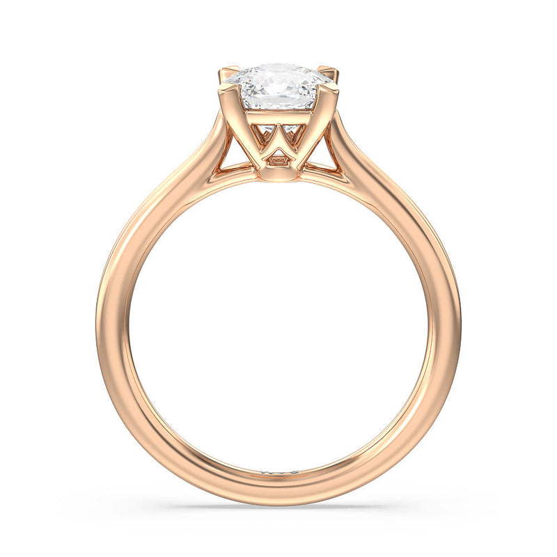Grooved Taper Cathedral Solitaire Engagement Ring