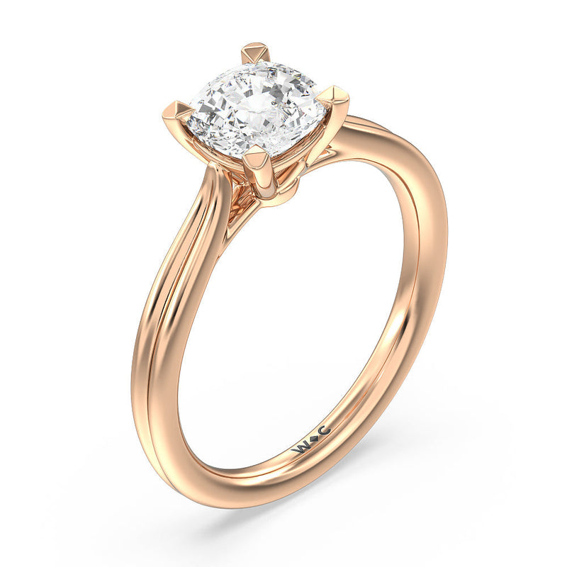 Grooved Taper Cathedral Solitaire Engagement Ring