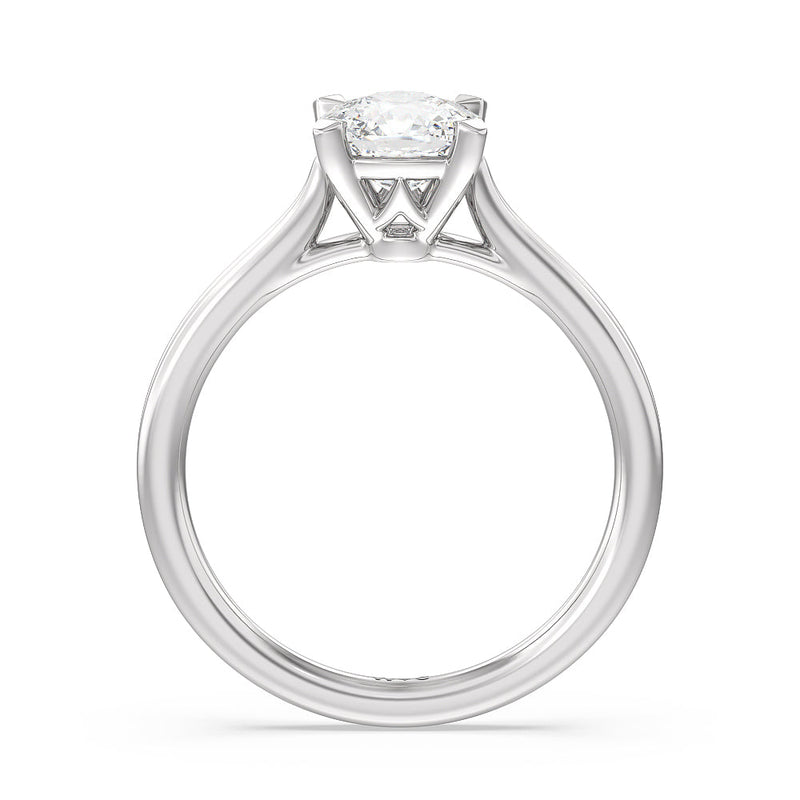 Grooved Taper Cathedral Solitaire Engagement Ring