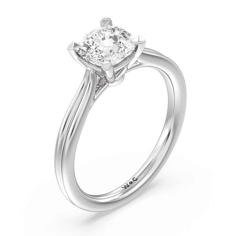 Grooved Taper Cathedral Solitaire Engagement Ring