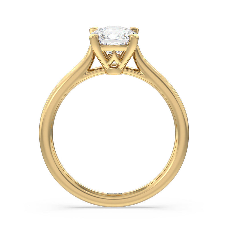 Grooved Taper Cathedral Solitaire Engagement Ring