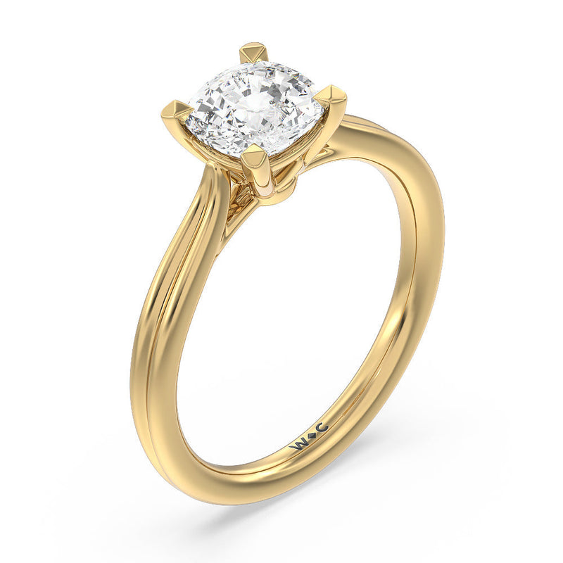 Grooved Taper Cathedral Solitaire Engagement Ring