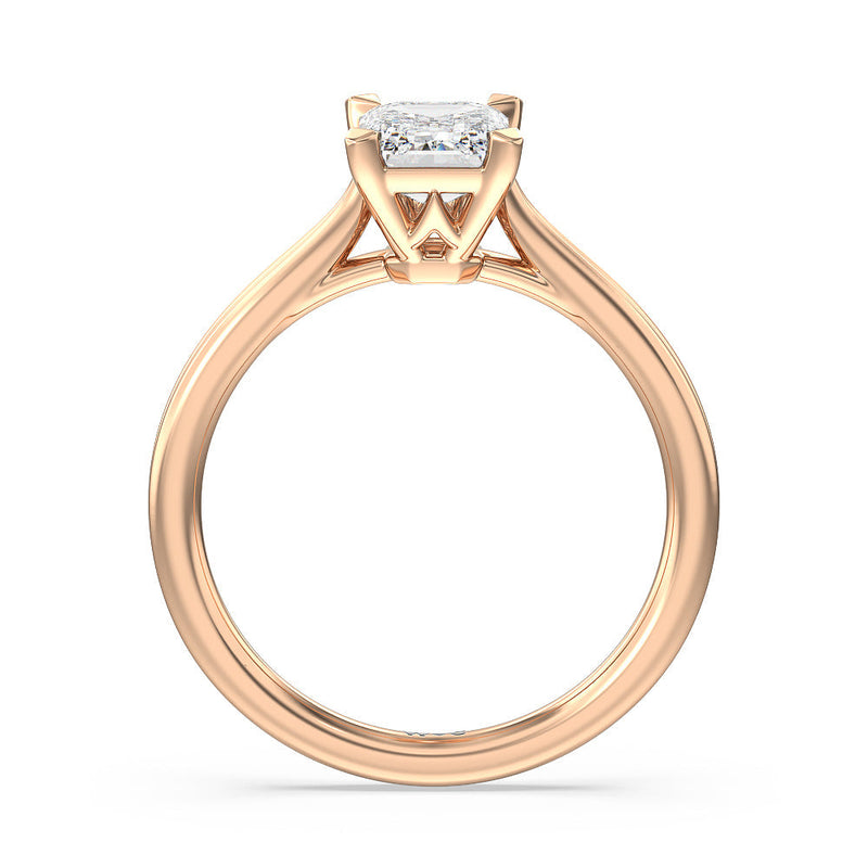 Grooved Taper Cathedral Solitaire Engagement Ring