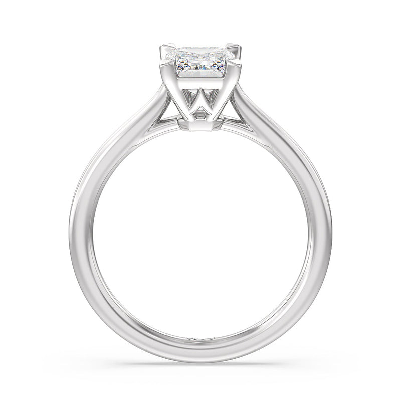 Grooved Taper Cathedral Solitaire Engagement Ring