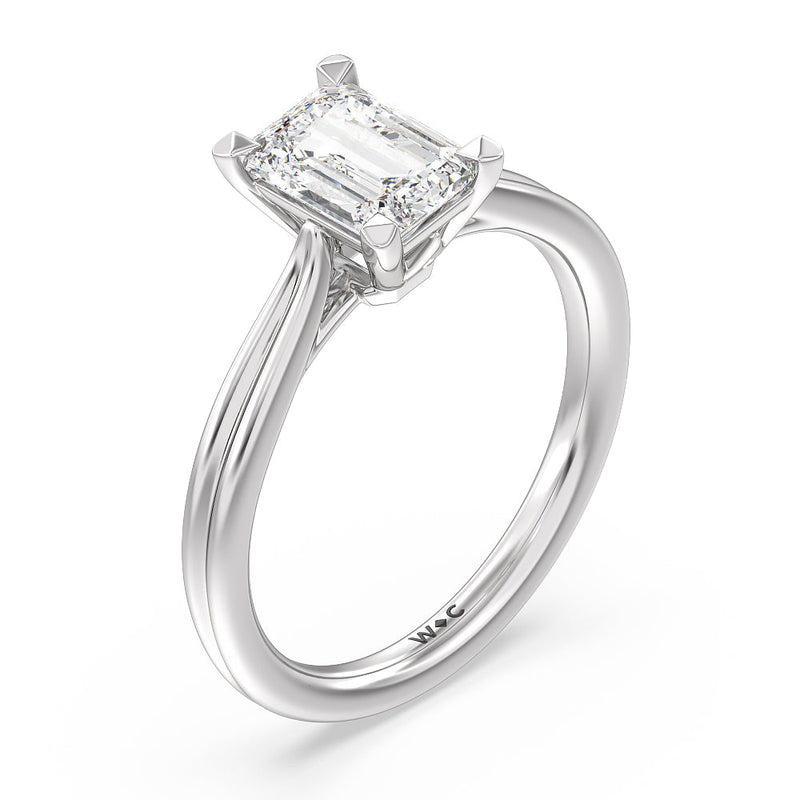 Grooved Taper Cathedral Solitaire Engagement Ring