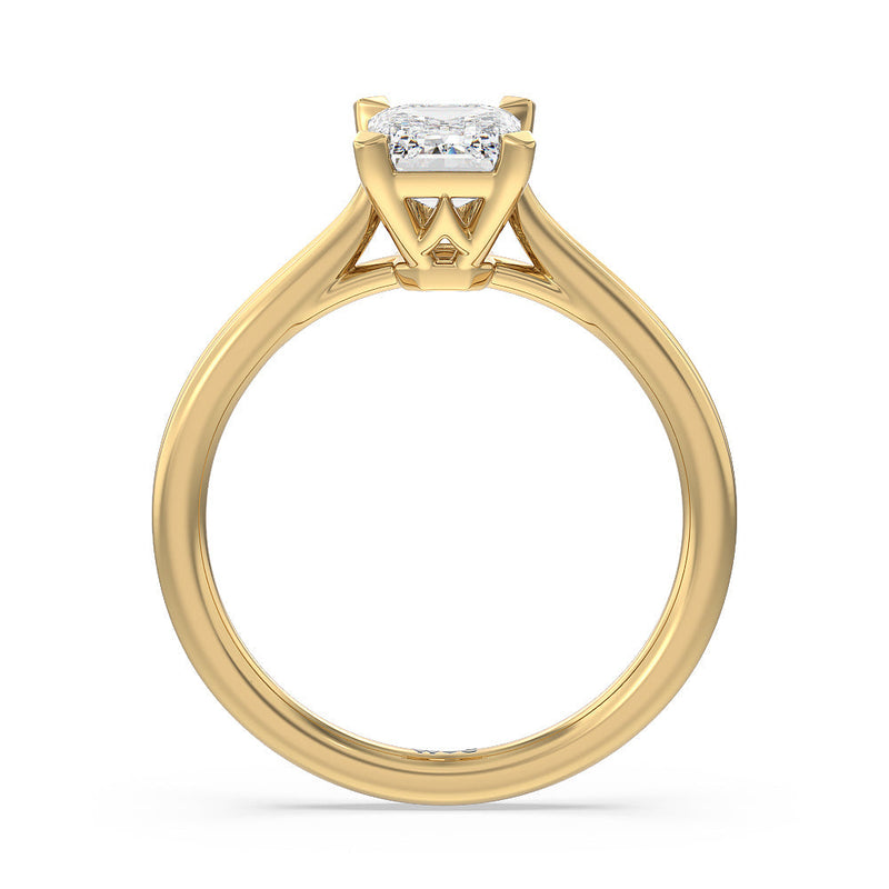 Grooved Taper Cathedral Solitaire Engagement Ring